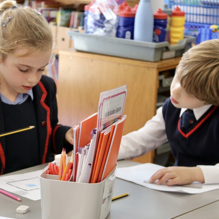 children writing