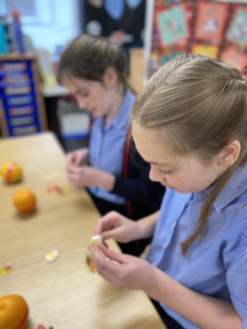 Adding the sweets and fruits