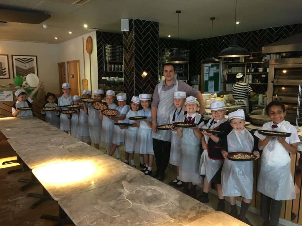 The class with their yummy Pizzas!!