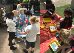 Exploring Water and Sand Art Outside