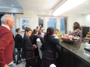 Year 5 & 6 getting refreshments at Kings Lodge