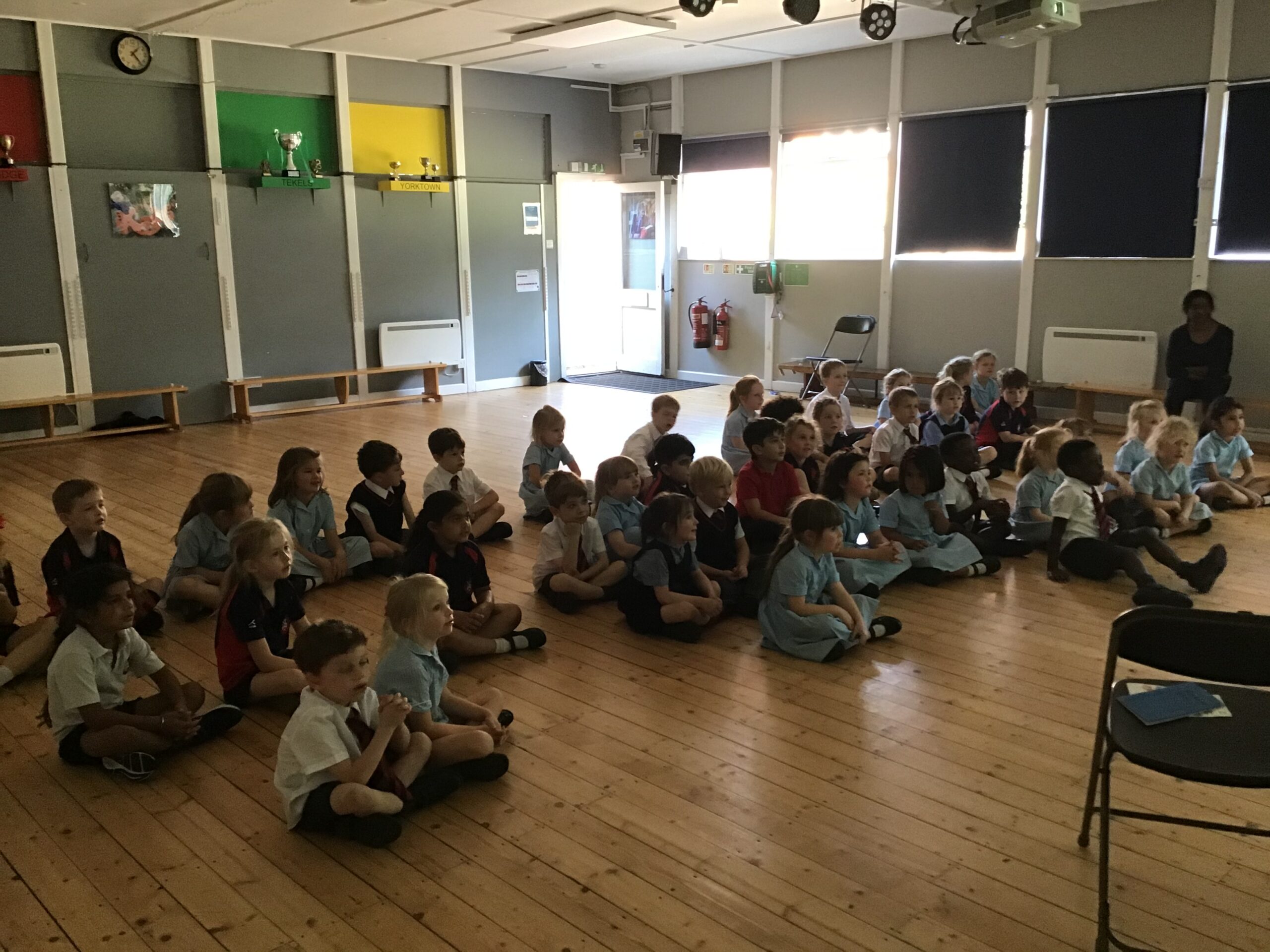 Lower School singing, waiting for instruction!